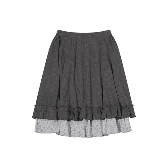 Damen Lagen-Rock mit Volant, elastischem Komfortbund und Zier-Taschendetail Shop Nory