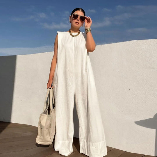 Damen Weit geschnittener Jumpsuit mit Kapuze und tiefer Taille