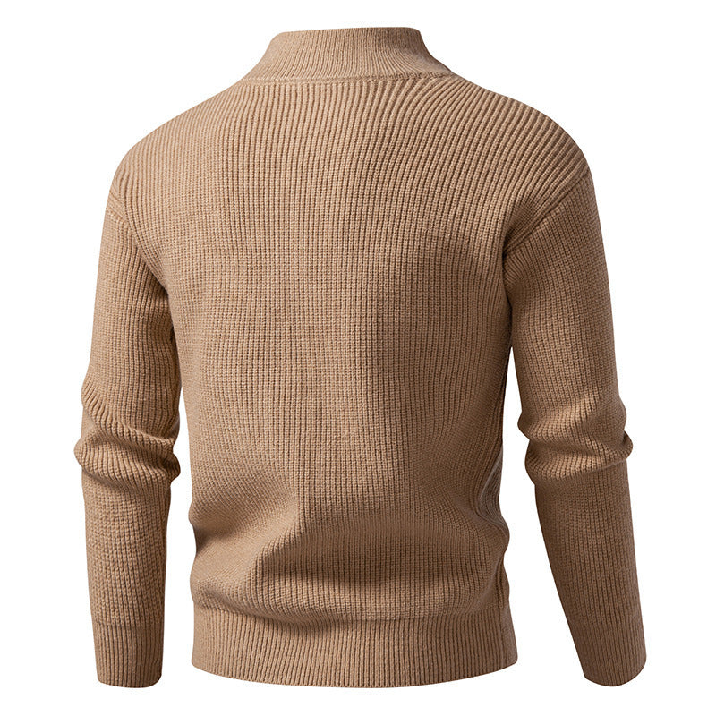 Herren modische Strickjacke mit Stehkragen und durchgehendem Reißverschluss