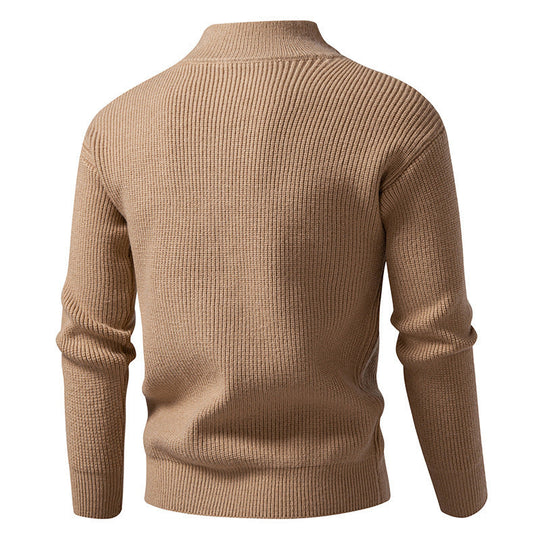 Herren modische Strickjacke mit Stehkragen und durchgehendem Reißverschluss