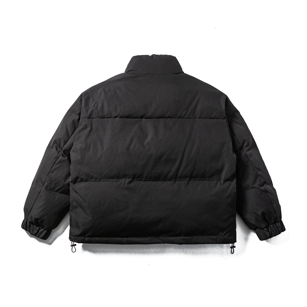 Unisex Boxy-wattierte Pufferjacke mit hohem Stehkragen, verstellbarem Saum und Utility-Gurt Shop Nory