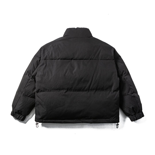 Unisex Boxy-wattierte Pufferjacke mit hohem Stehkragen, verstellbarem Saum und Utility-Gurt Shop Nory