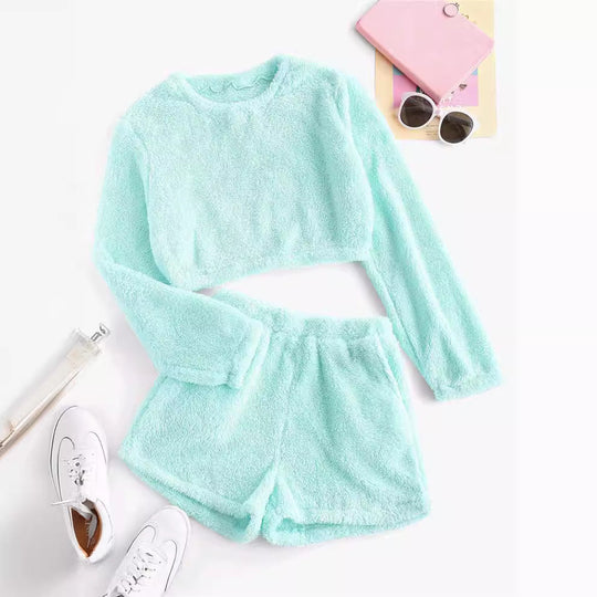 Damen Kuschelige Plüsch-Pyjama-Set