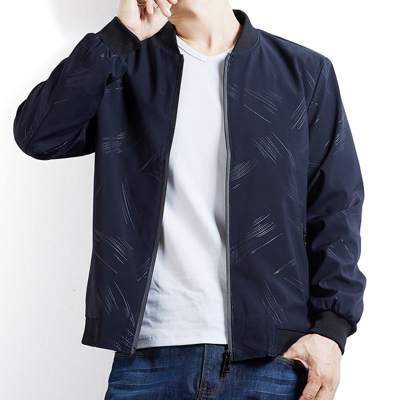 Herren Leichte Bomberjacke mit dezentem Strukturprint, windabweisend und Reißverschluss Shop Nory