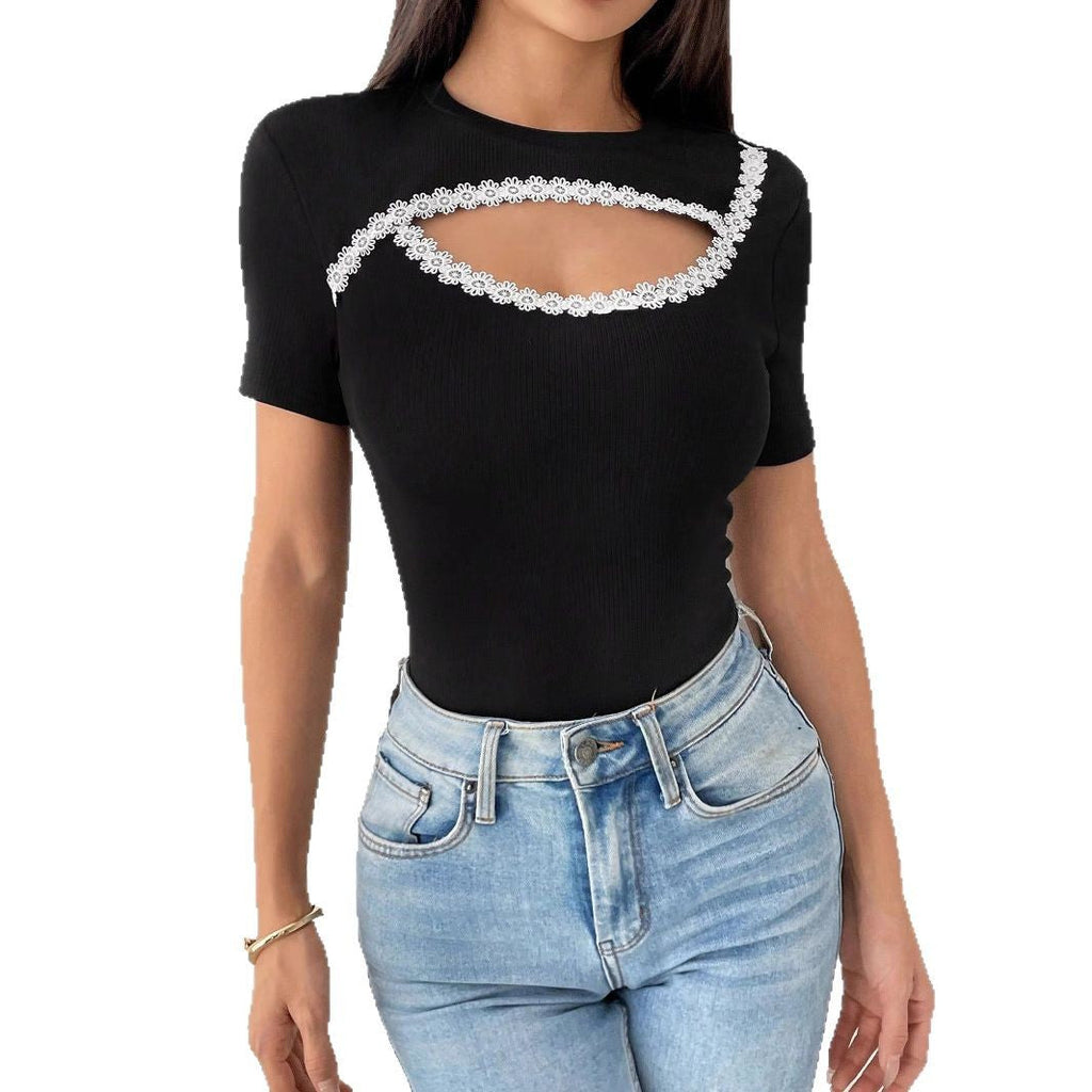 Damen Cut-Out Body mit floralen Details