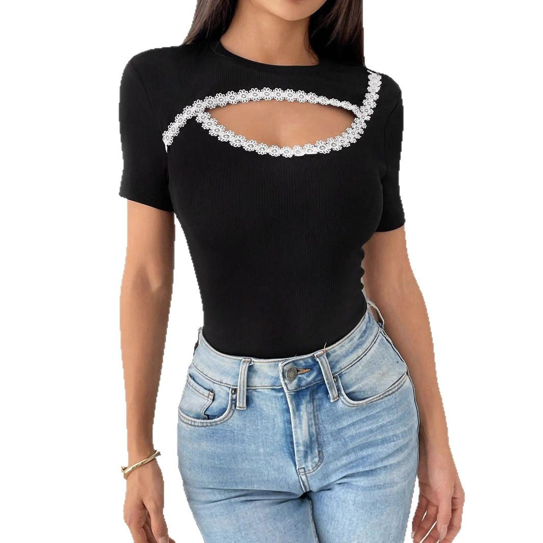 Damen Cut-Out Body mit floralen Details
