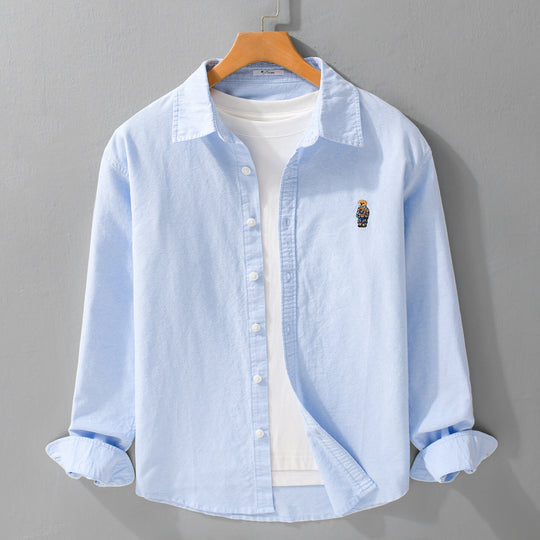 Herren Button-Down Overshirt im Casual-Relaxed-Stil mit tonaler Stickerei Shop Nory