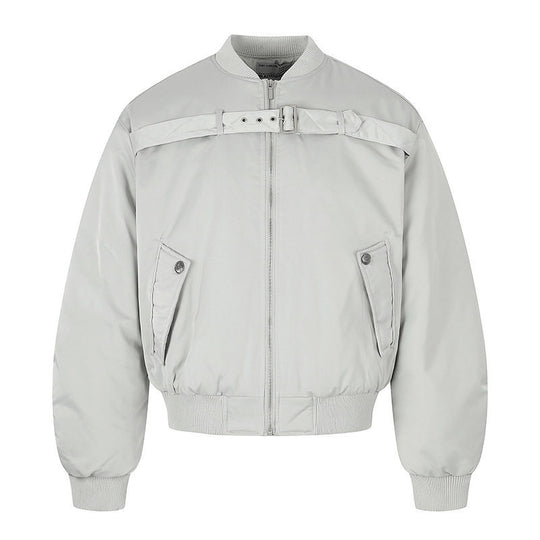 Herren kurze wattierte Bomberjacke mit breitem Gürteldetail und Rippbündchen Shop Nory