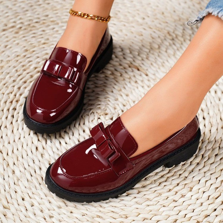 Damen Modische Loafers mit dekorativem Schleifchen