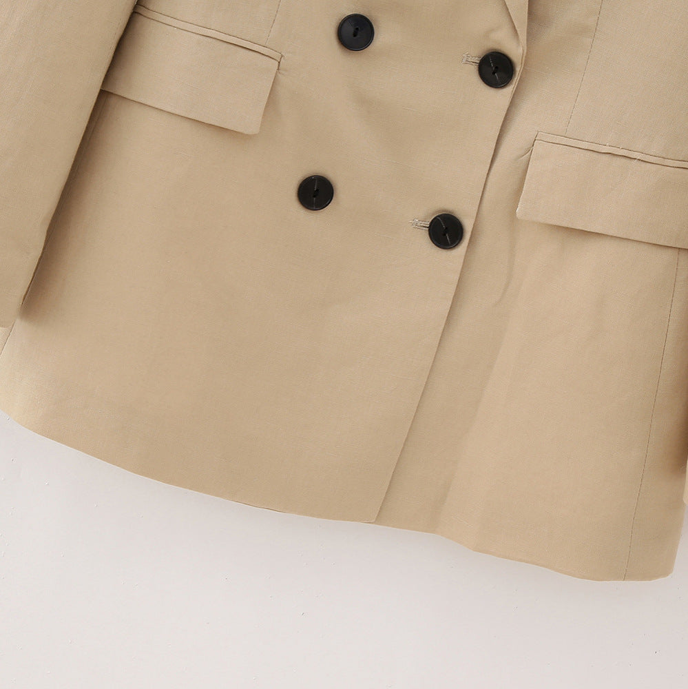 Damen Doppelreihiger Longblazer im minimalistischen Tailoring-Stil mit Peak-Revers Shop Nory