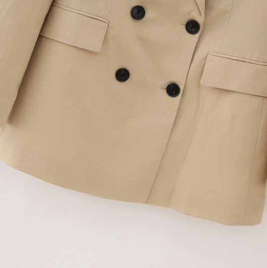 Damen Doppelreihiger Longblazer im minimalistischen Tailoring-Stil mit Peak-Revers Shop Nory