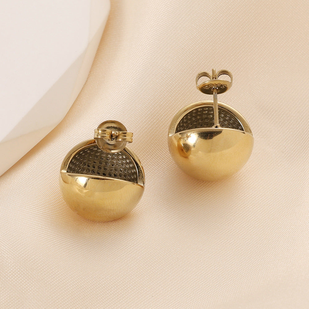 Damen Goldene Ohrringe mit modernem, halbrundem Design Shop Nory
