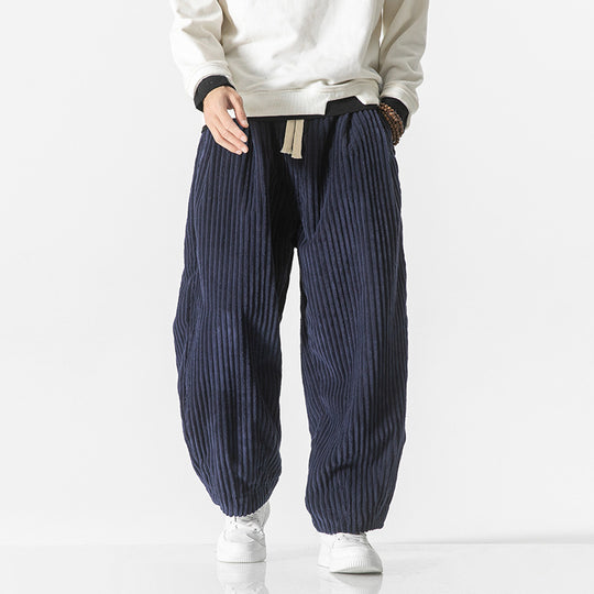 Herren Weit geschnittene Cord-Ballonhose mit Tunnelzugbund und breitem Rippenrelief Shop Nory