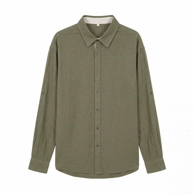 Herren Leichtes Oversize-Leinenhemd mit Kentkragen und abgerundetem Saum Shop Nory