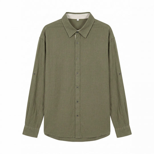 Herren Leichtes Oversize-Leinenhemd mit Kentkragen und abgerundetem Saum Shop Nory