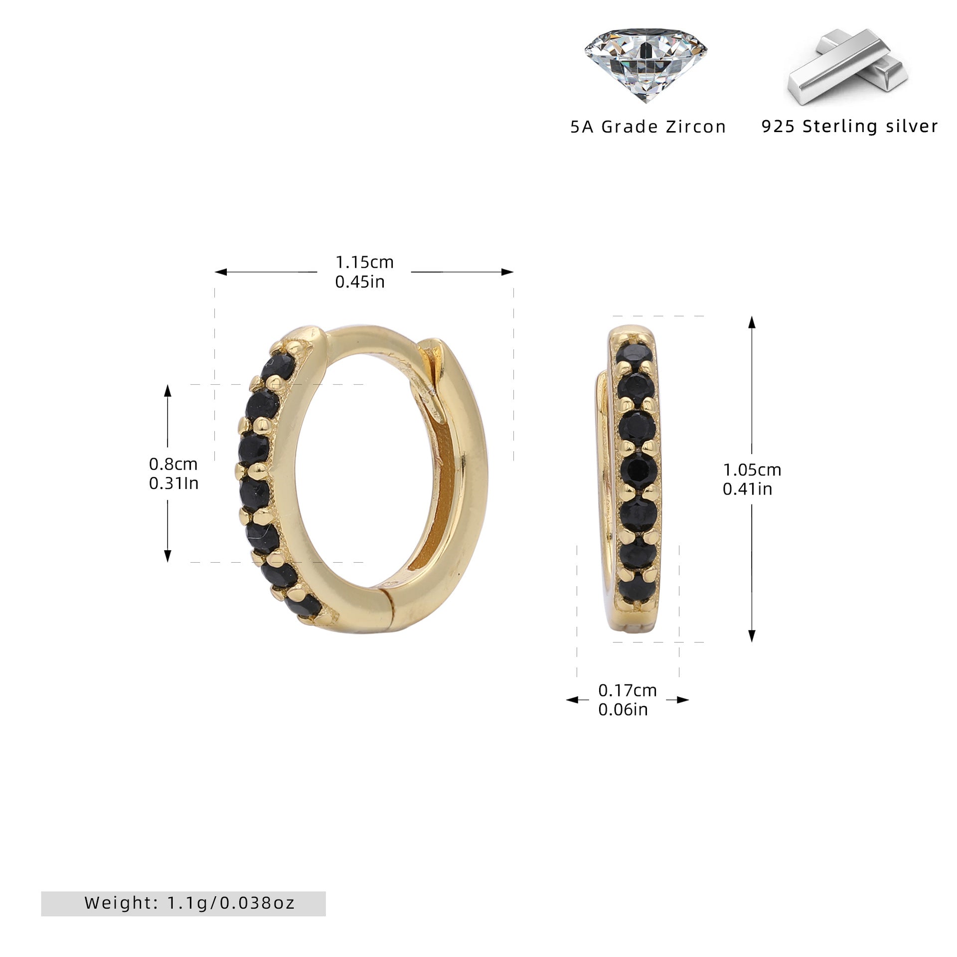 Damen Creolen mit funkelnden Zirkonia-Details aus 925 Sterling Silber Shop Nory