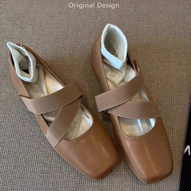Damen Ballerinas mit elastischen Riemen und weichem Innenfutter