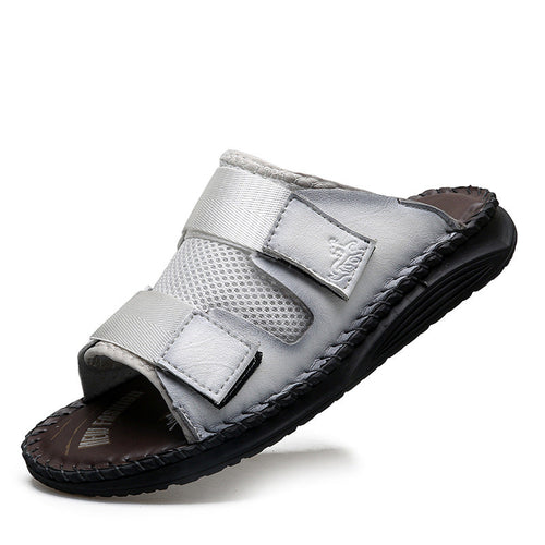 Herren Atmungsaktive Leder-Sandalen mit verstellbarem Klettverschluss