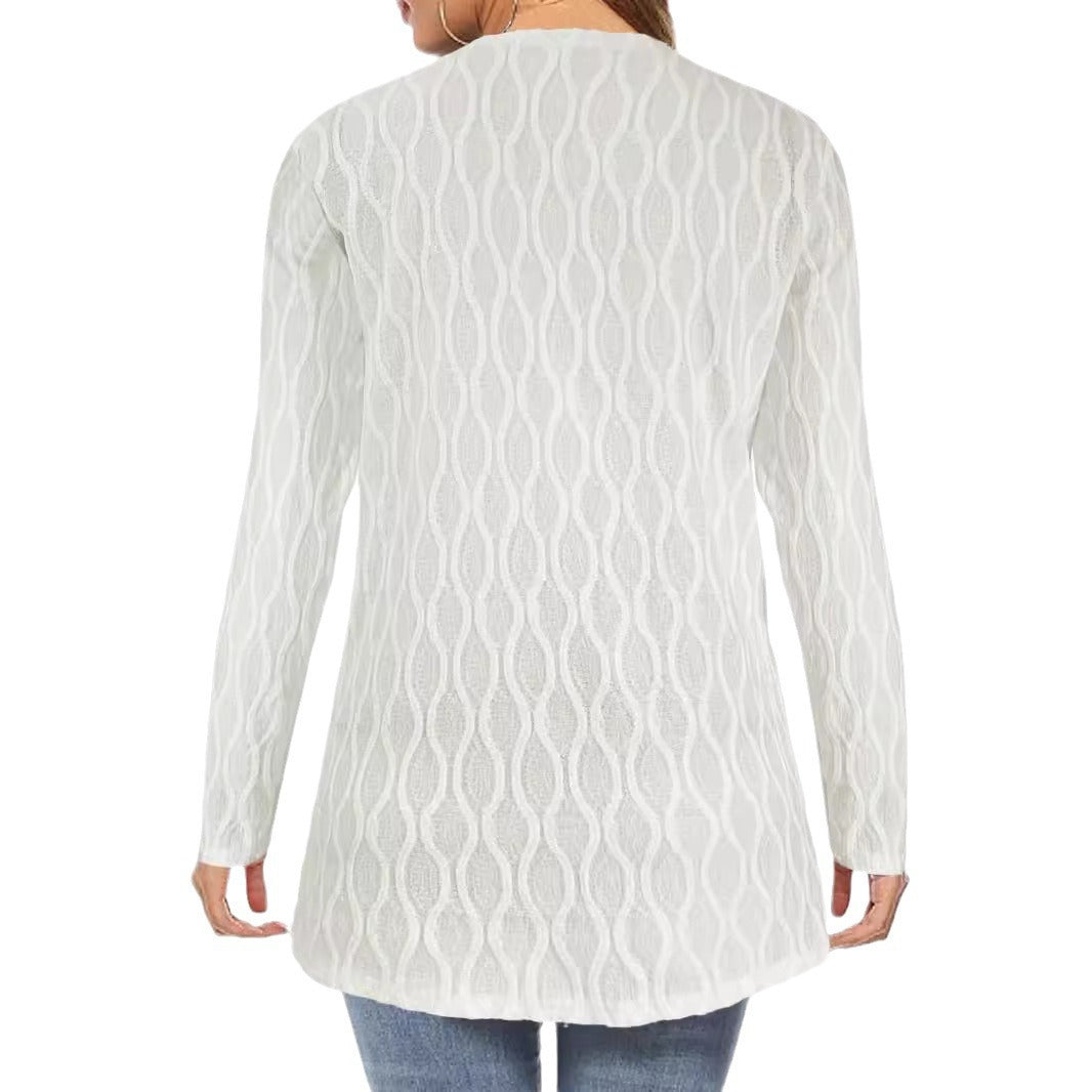 Damen Offene Strickjacke mit strukturierter Wellenoptik und aufgesetzten Taschen Shop Nory