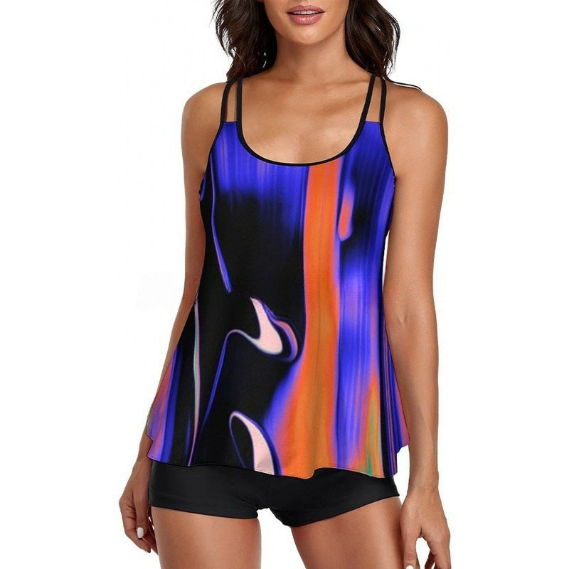 Damen Sportliches Tankini-Set mit bequemem Shorts und verstellbaren Trägern Shopnory