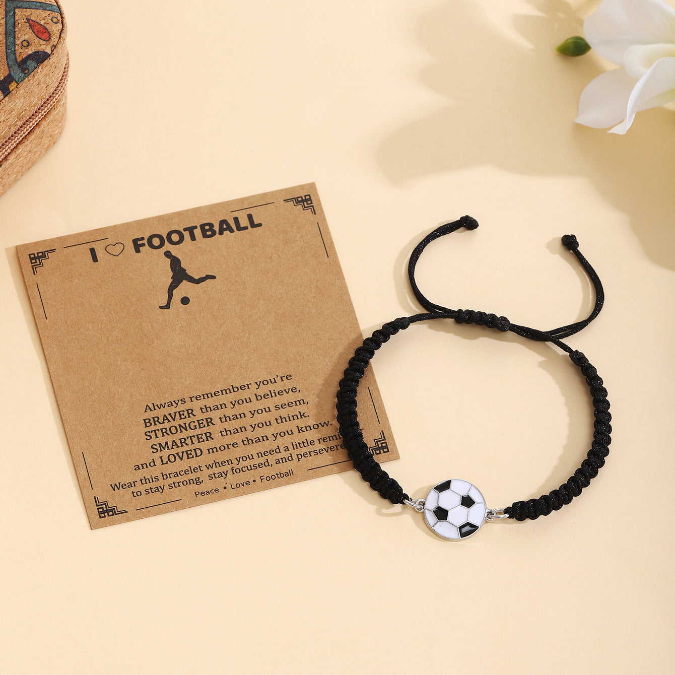 Damenarmband mit Rugby-Motiv und inspirierendem Spruch Shop Nory