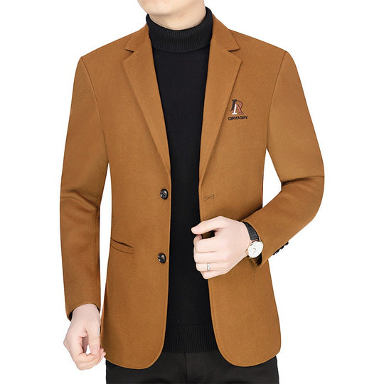Herren Slim-Fit Wollmix-Sakko mit Revers und Brustlogo Shop Nory