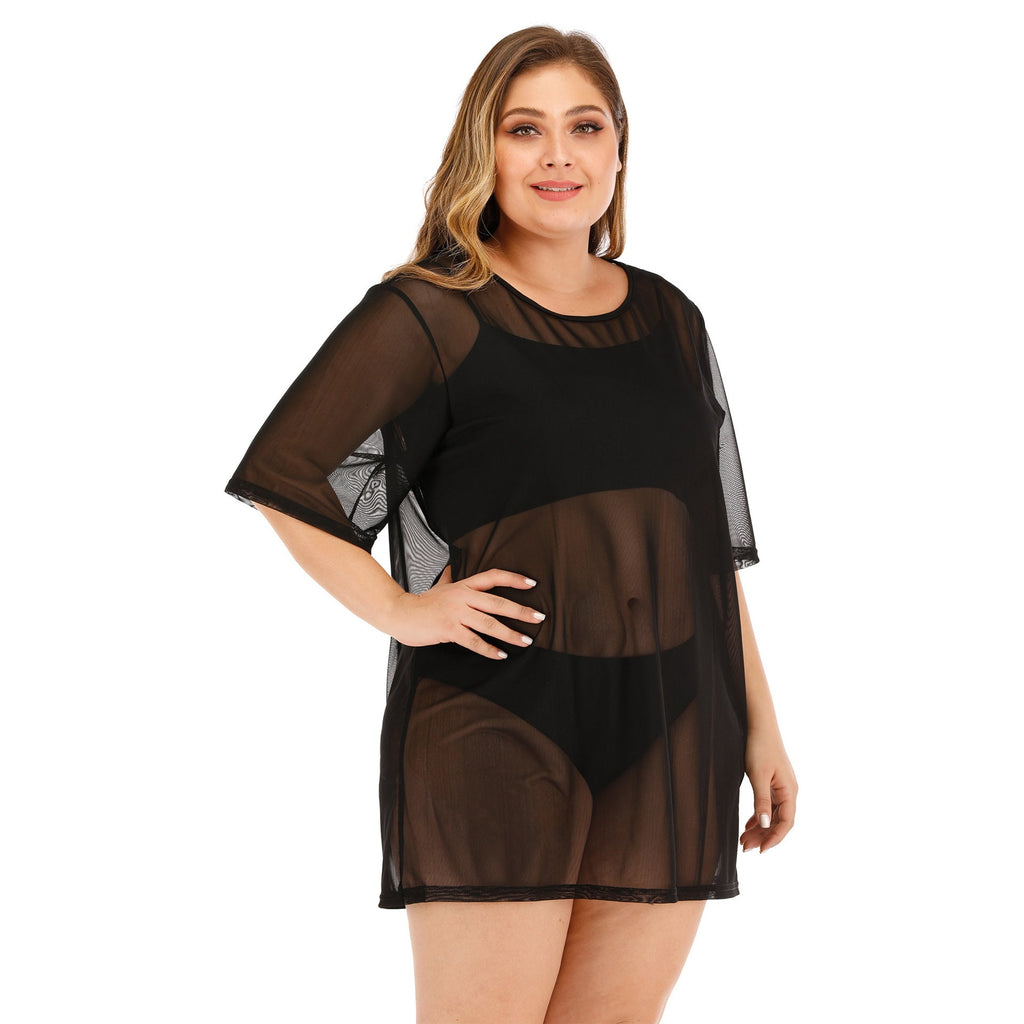 Damen transparenter Strandüberwurf mit weitem Schnitt