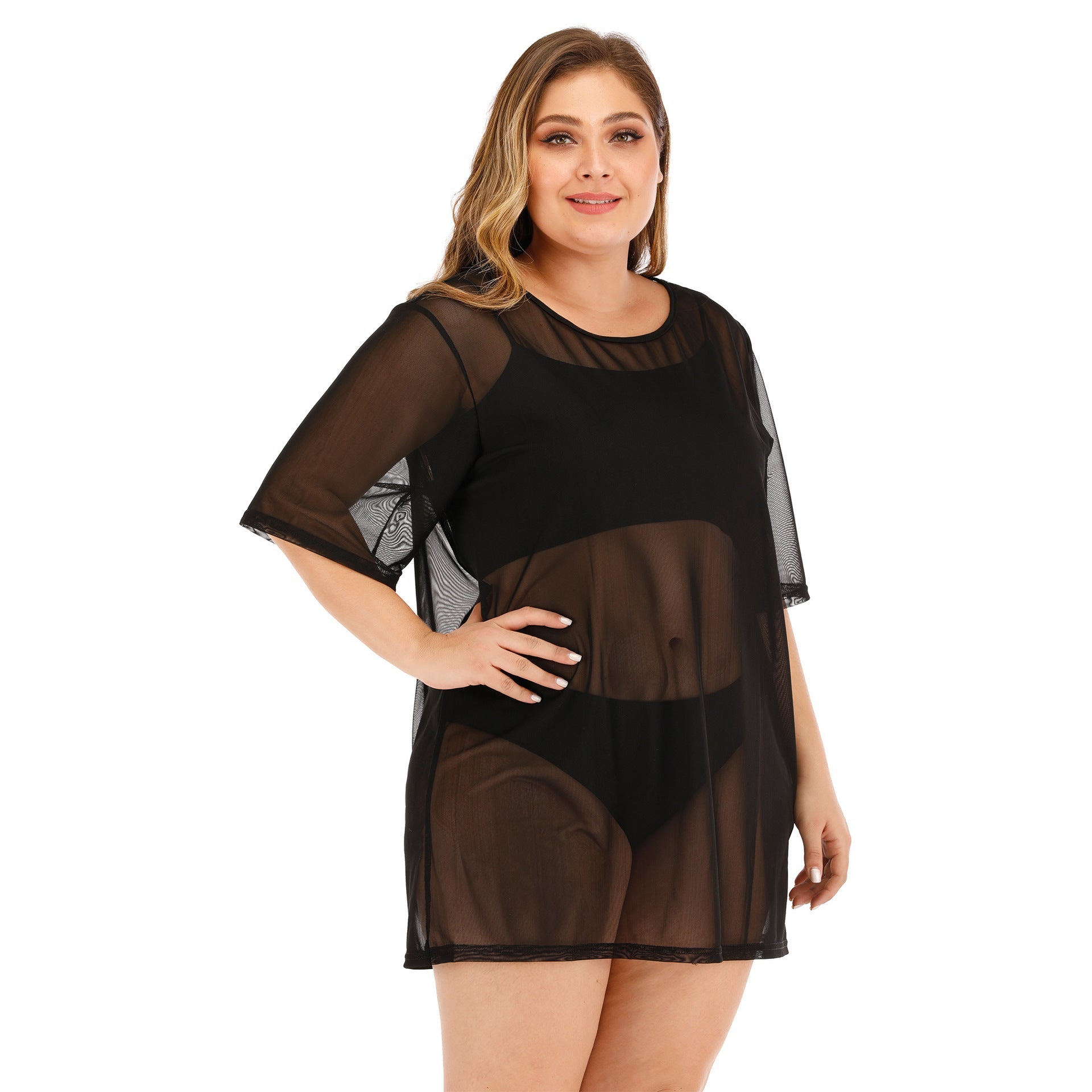 Damen transparenter Strandüberwurf mit weitem Schnitt
