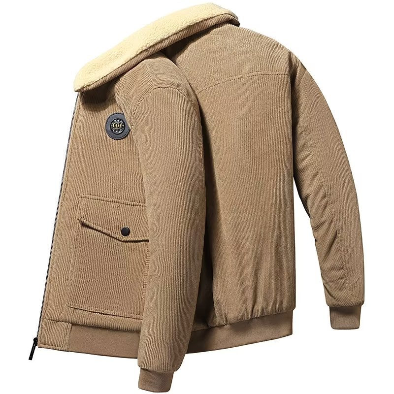 Herren Cord-Workerjacke mit Teddyfutter, Reißverschluss und Pattentasche Shop Nory