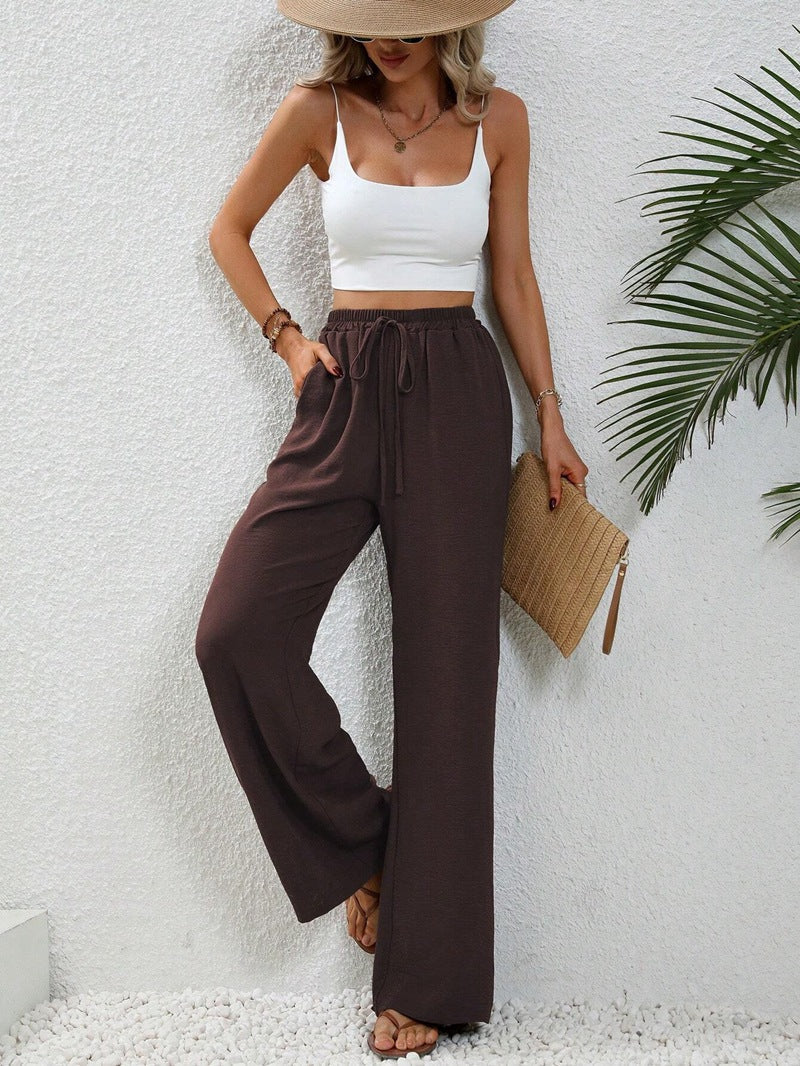 Damen weite Sommerhose mit elastischem Bund und lässigem Schnitt