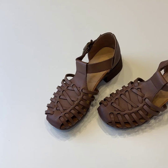 Damen Sandalen im trendigen Gitterdesign mit Blockabsatz Shopnory