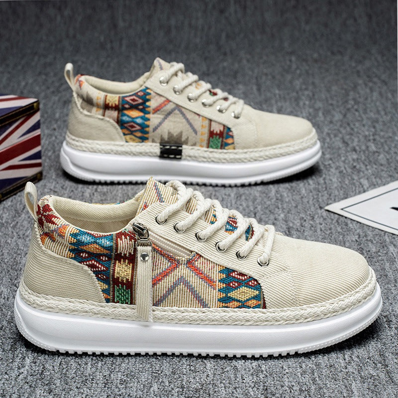 Damen espadrille-inspirierte Plateau-Sneaker mit gewebten Ethno-Einsätzen, seitlichem Reißverschluss und gedämpfter Leichtsohle Shop Nory