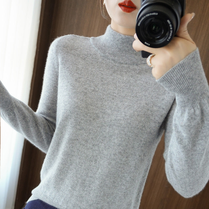 Damen Mockneck-Pullover aus flauschigem Angora-Mix mit legerer Ballonärmel-Silhouette Shop Nory