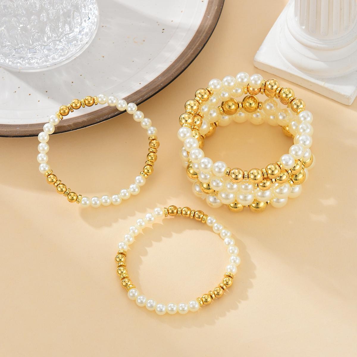Damen Perlenarmband-Set mit goldenen Akzenten Shop Nory
