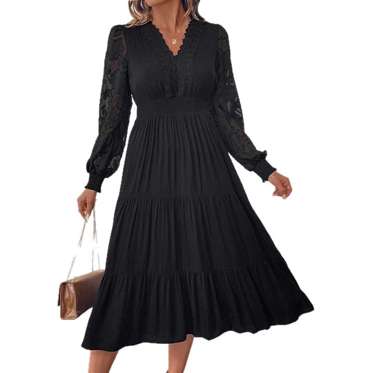 Damen Elegantes Maxikleid mit Spitzendetails Shop Nory