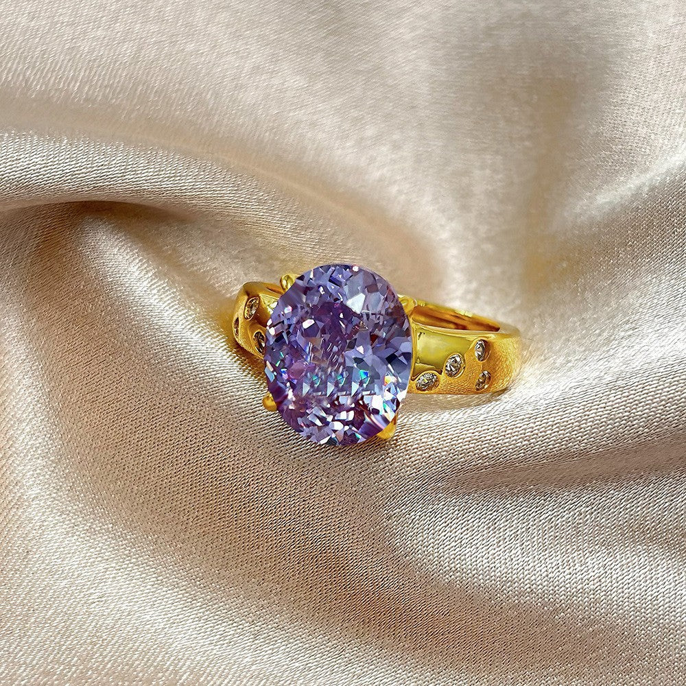 Damen eleganter und funkelnder Ring mit ovalem Edelstein Shop Nory