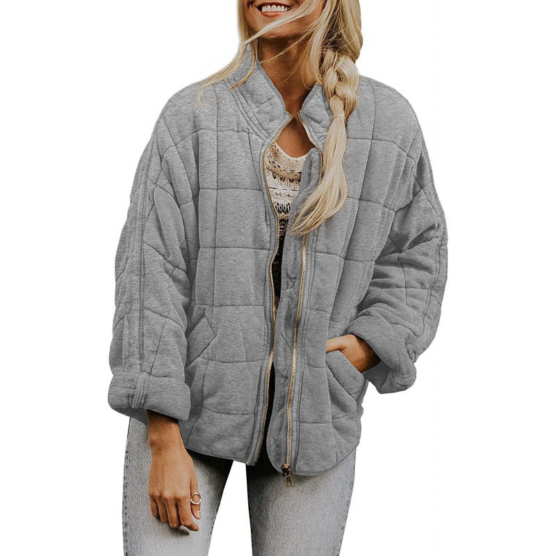Damen Steppjacke im Oversized Schnitt mit Stehkragen und verdecktem Reißverschluss Shop Nory