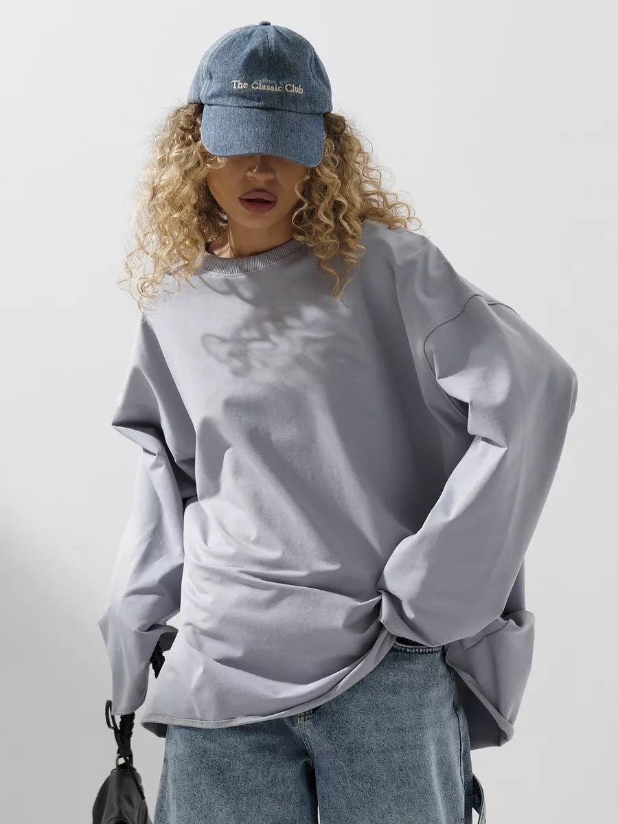 Damen weites Sweatshirt mit Rundhalsausschnitt und verlängertem Oversize-Schnitt Shop Nory