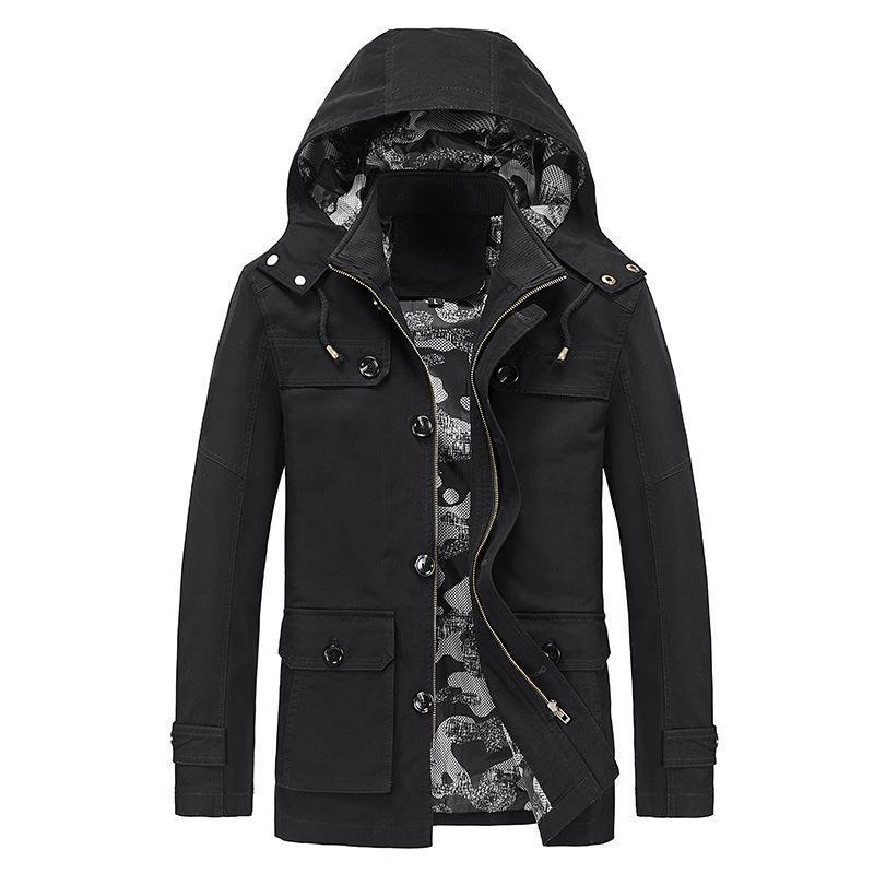 Herren Canvas-Fieldjacke mit Kapuze, multifunktionalen Taschen und Camouflage-Futter Shop Nory