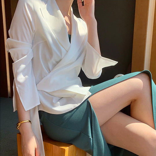 Damen eleganter Wickelblazer Shop Nory