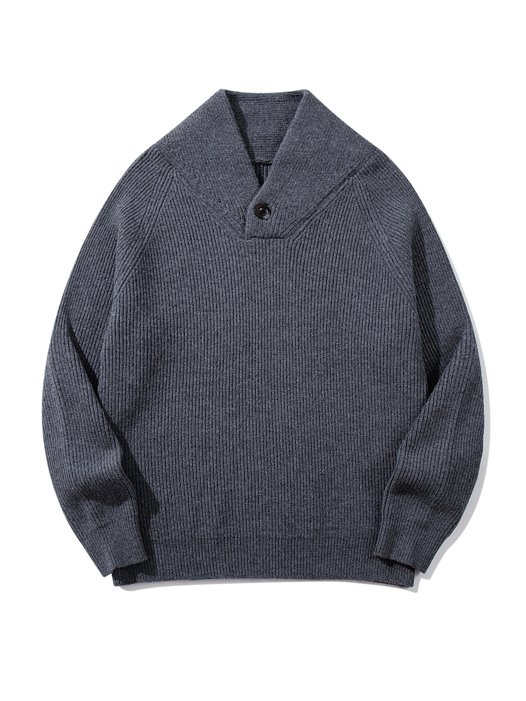 Unisex Gerippter Shawlkragen-Pullover mit Ein-Knopf-Detail Shop Nory