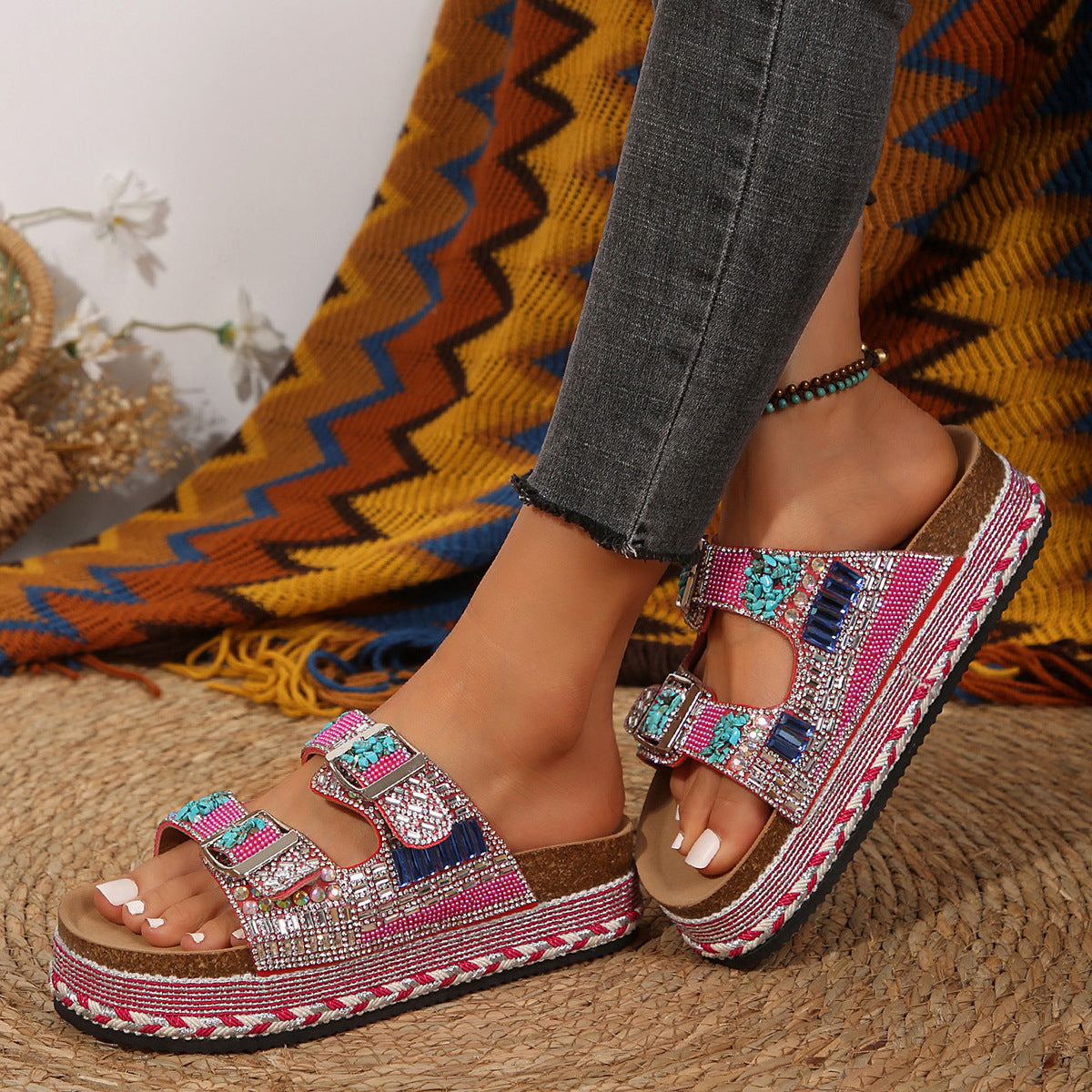 Damen Bequeme Kunstleder Sandalen