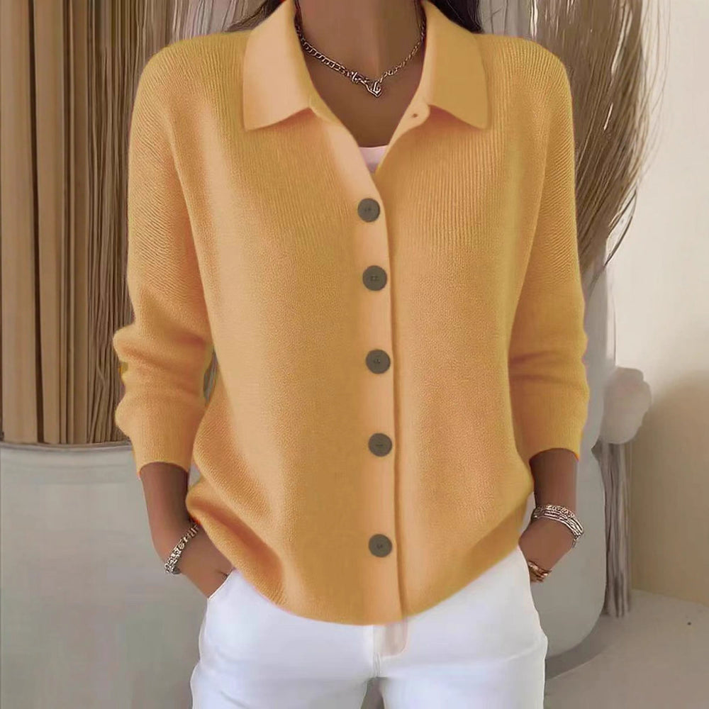Damen nan Feinstrickjacke mit Hemdkragen und durchgehender Knopfleiste Shop Nory