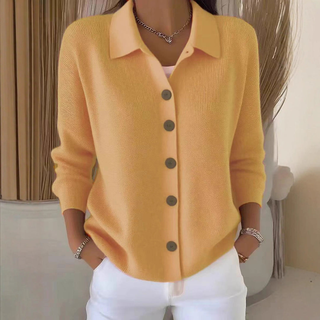 Damen nan Feinstrickjacke mit Hemdkragen und durchgehender Knopfleiste Shop Nory