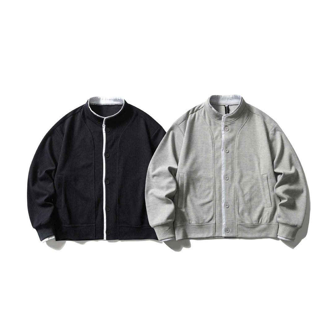Unisex Kurz geschnittene Boxy‑Blousonjacke mit Waffelstruktur, Stehkragen und kontrastpaspel Shop Nory