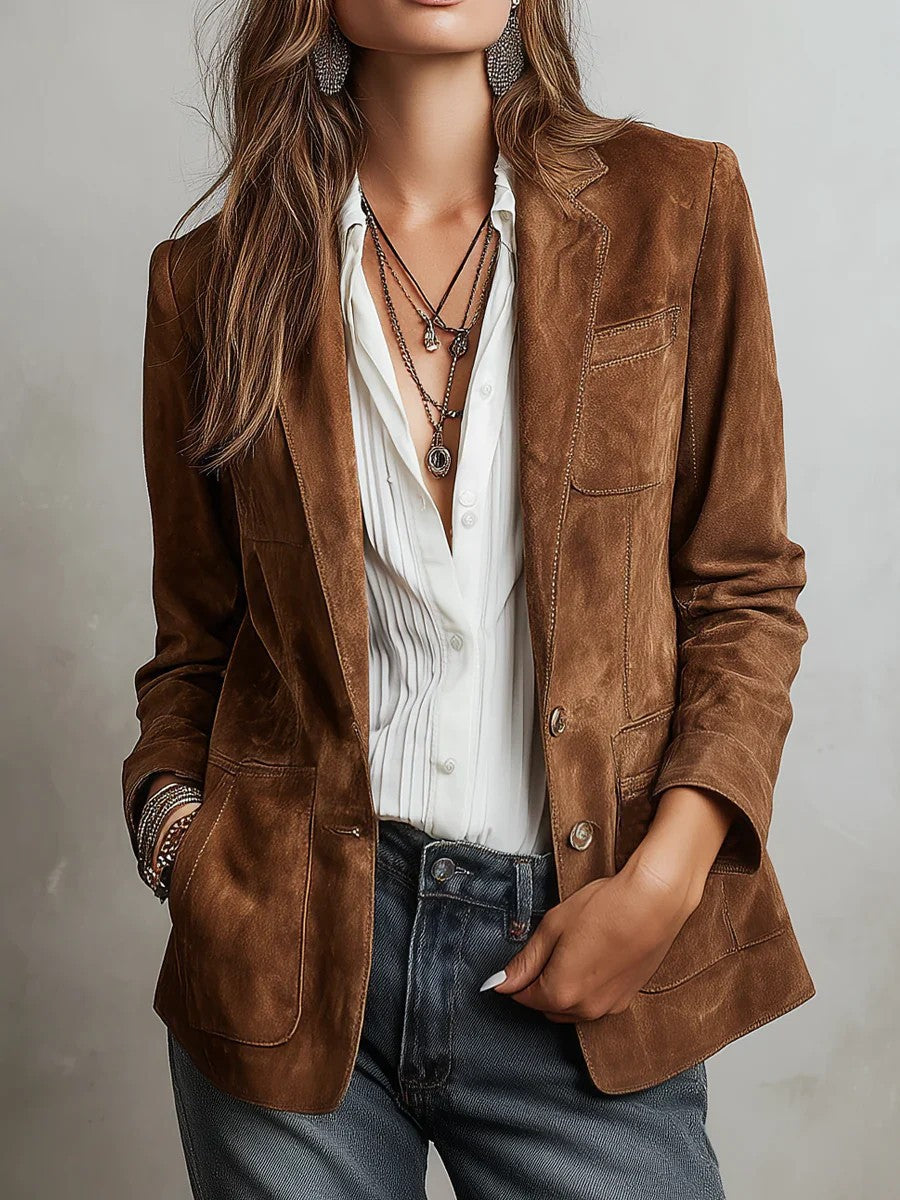 Damen Eleganter Wildlederblazer Shop Nory