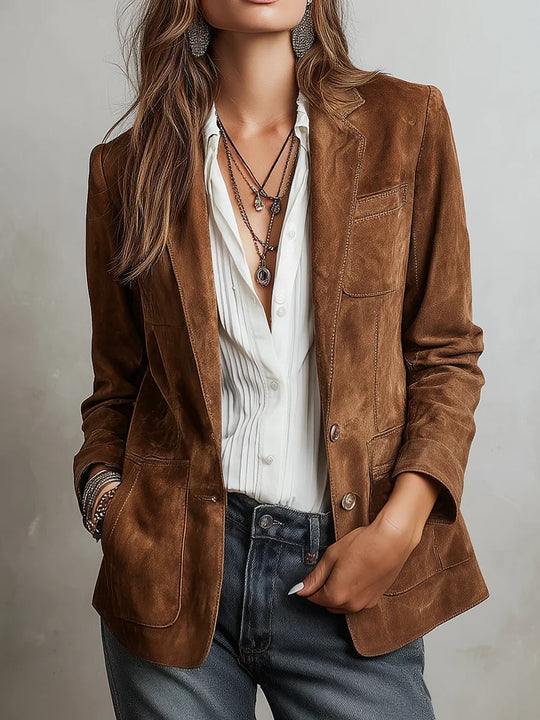 Damen Eleganter Wildlederblazer Shop Nory