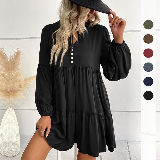 Damen Fließendes Hemdblusenkleid mit Rüschen Shop Nory