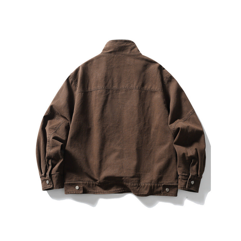 Herren Oversize-Canvasjacke mit Stehkragen, Druckknopf-Front und verdecktem Reißverschlussinneneinsatz Shop Nory