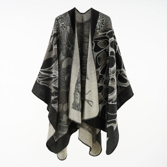 Damen Wollmix‑Jacquard‑Umhang mit offener Kimono‑Silhouette Shop Nory